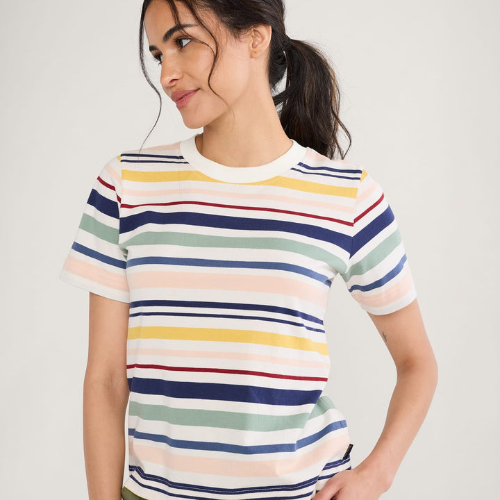 Deschutes Crew Neck Tee | Ecru Stripe