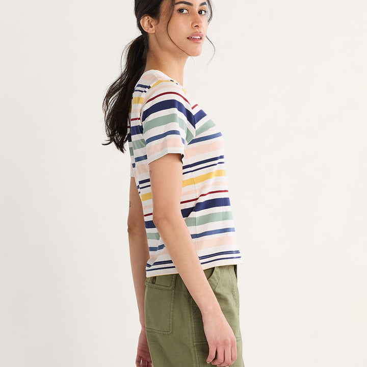Deschutes Crew Neck Tee | Ecru Stripe