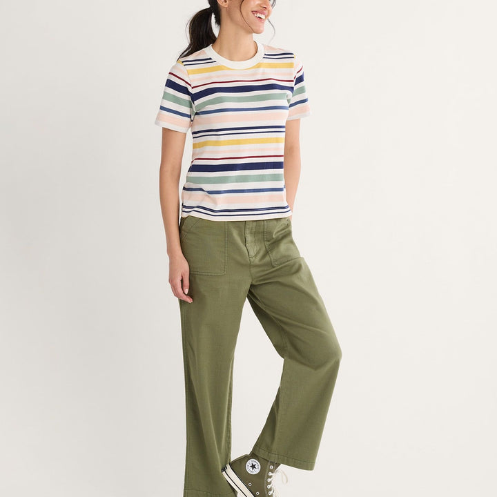 Deschutes Crew Neck Tee | Ecru Stripe