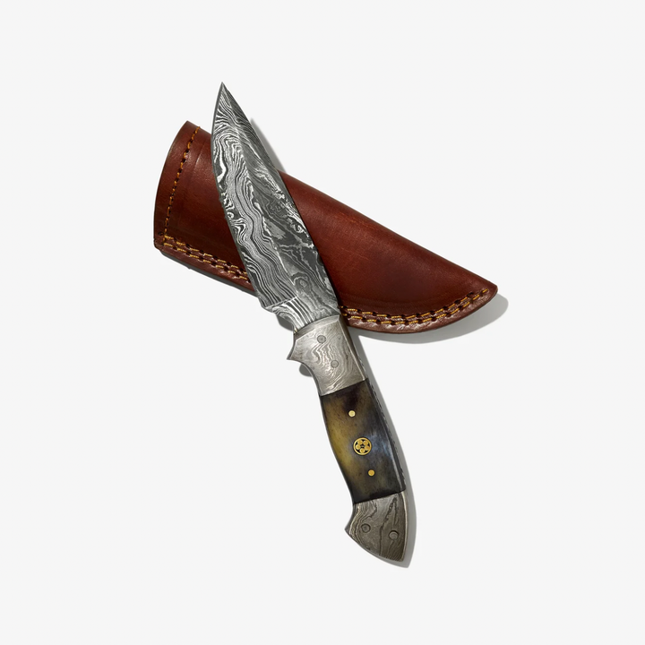 Damascus Steel Full Tang Dyed Bone Grip Handle