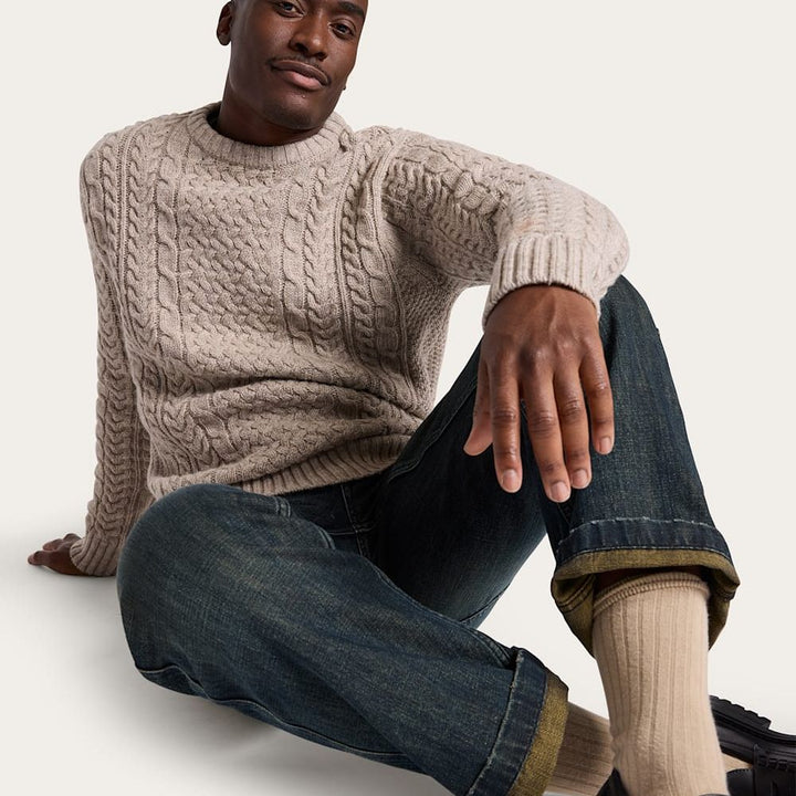 Wool Fisherman Sweater | Wheat Mix