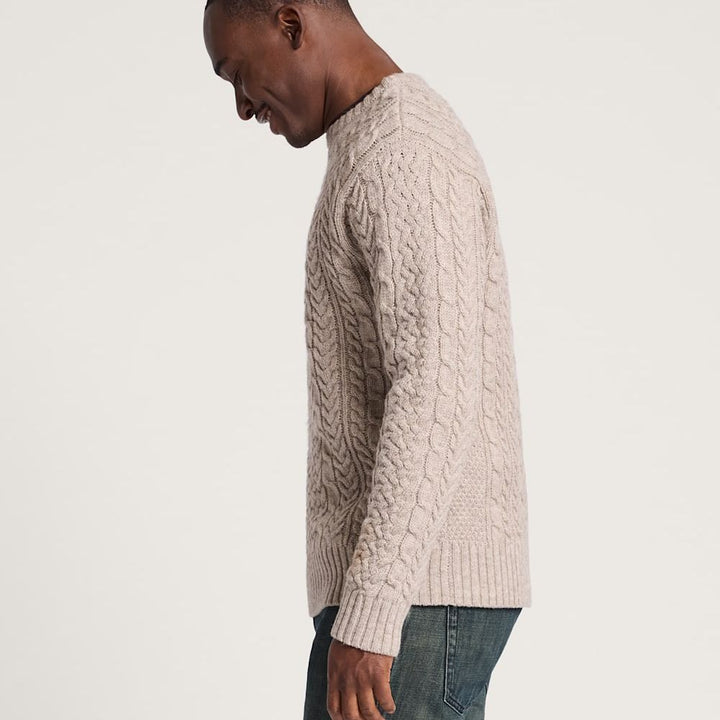 Wool Fisherman Sweater | Wheat Mix