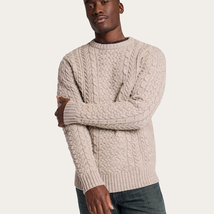 Wool Fisherman Sweater | Wheat Mix