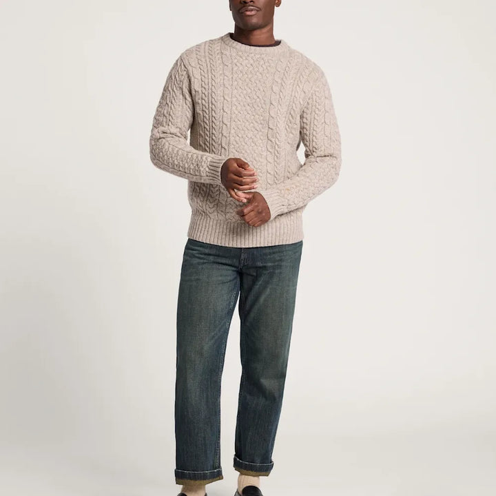 Wool Fisherman Sweater | Wheat Mix