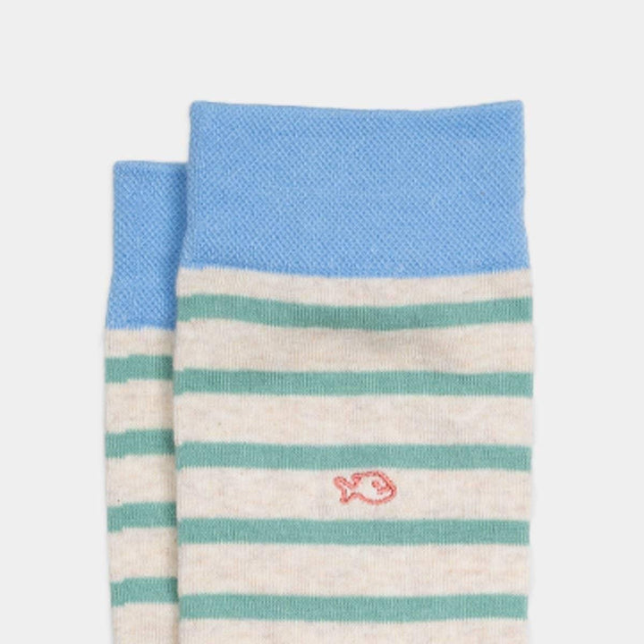Wide Striped Socks | Beige & Green
