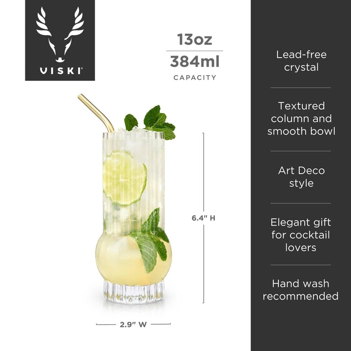 Art Deco Crystal Highball Glasses