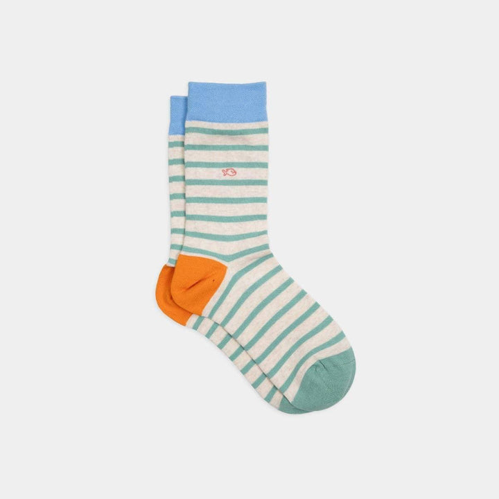 Wide Striped Socks | Beige & Green