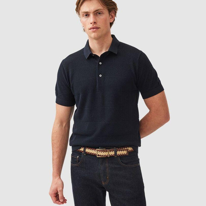 Masons Flat Knit Polo | Midnight