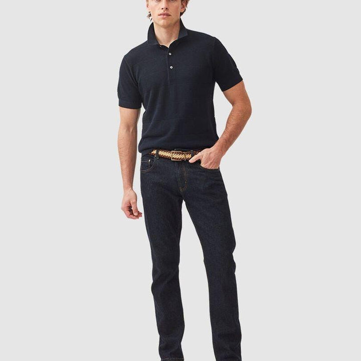 Masons Flat Knit Polo | Midnight