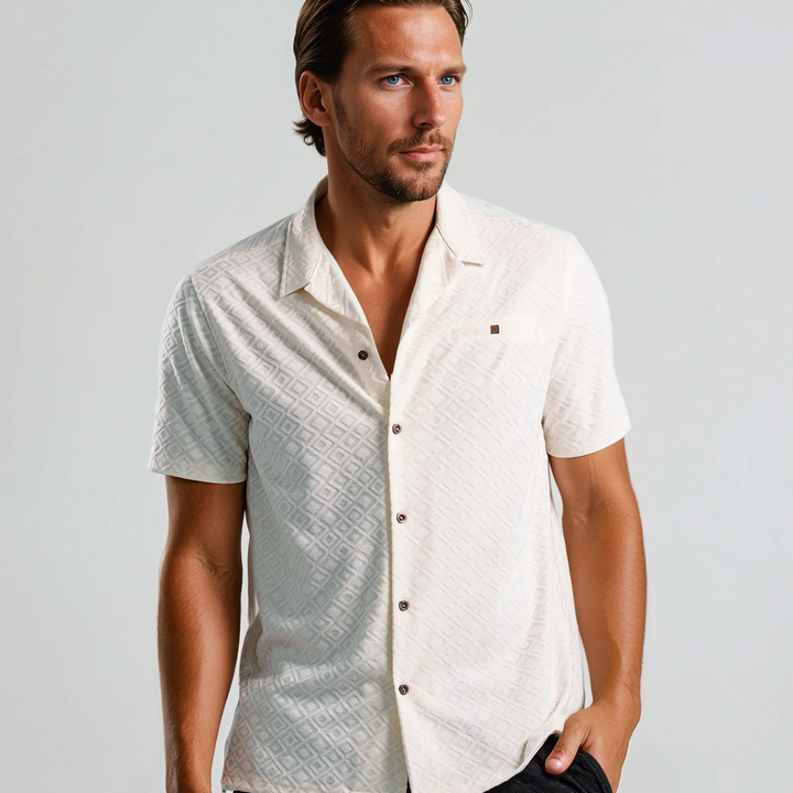 Palma Diamond Geo Resort Shirt | Light Beige