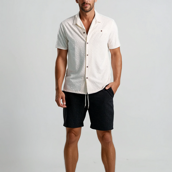 Palma Diamond Geo Resort Shirt | Light Beige