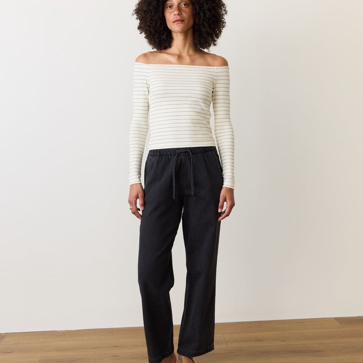 Denim Drawstring Pant | Black