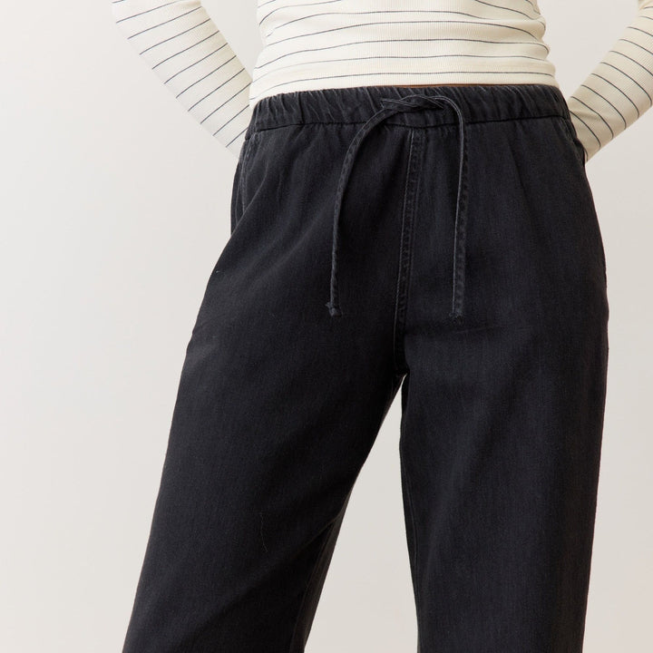 Denim Drawstring Pant | Black