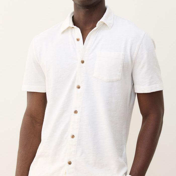 men dress shirt short sleeve white thick &Collar Pacific Short-Sleeve Shirt