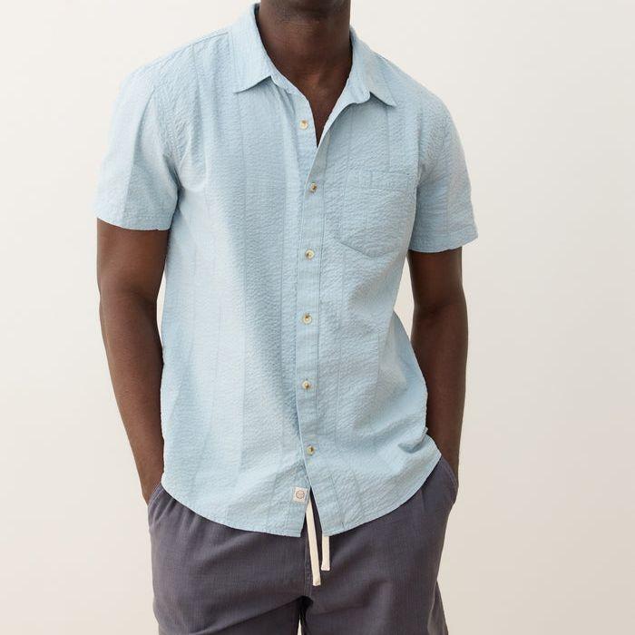 Seersucker Classic Shirt | Sterling Blue