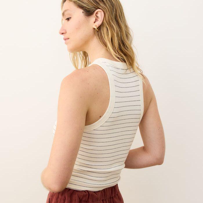 Lexi Rib Sun-In Crop Tank | Black & White Stripe