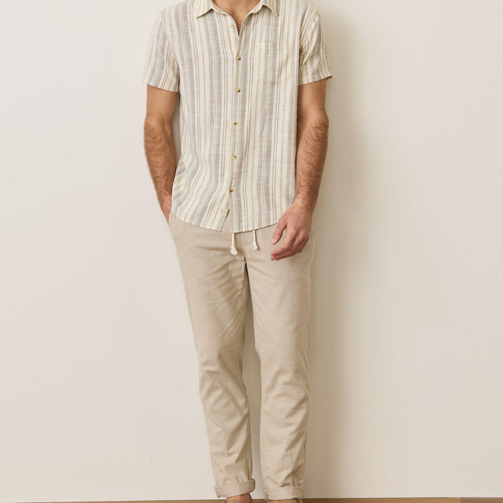 Stretch Selvage Shirt | Olive & Cream Stripe