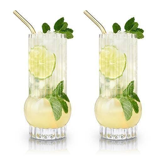 Art Deco Crystal Highball Glasses