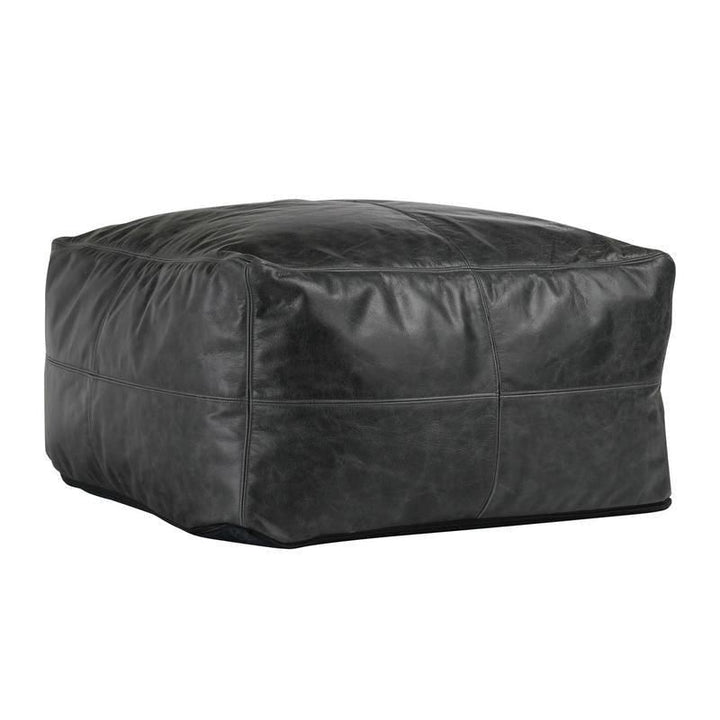 Leather Dexter Onyx Pouf 24x24x12