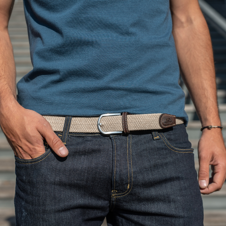 Sandy Beige Elastic Woven Belt