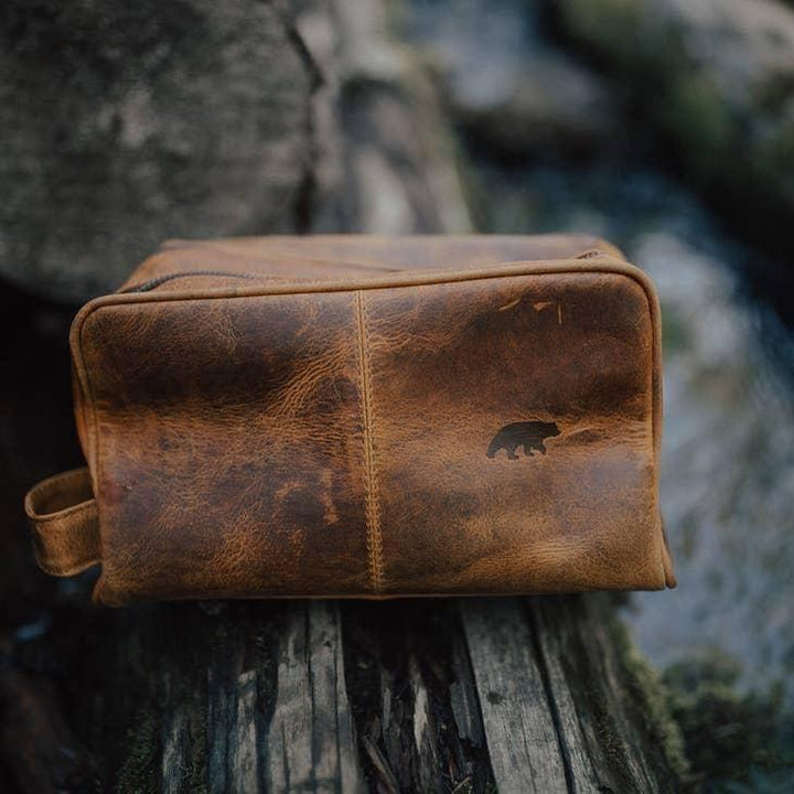 Large Leather Dopp Bag | Antique Brown