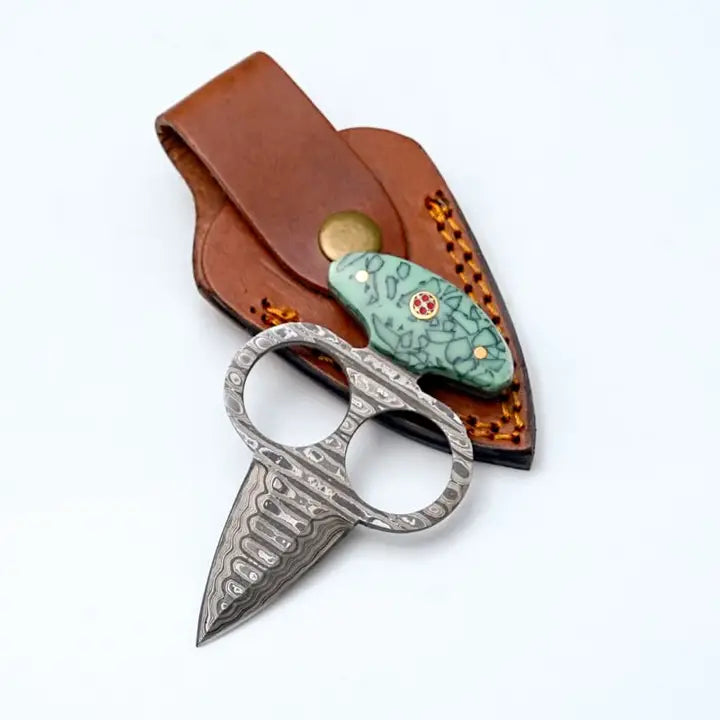Damascus Push Dagger w/ Custom Resin Handle