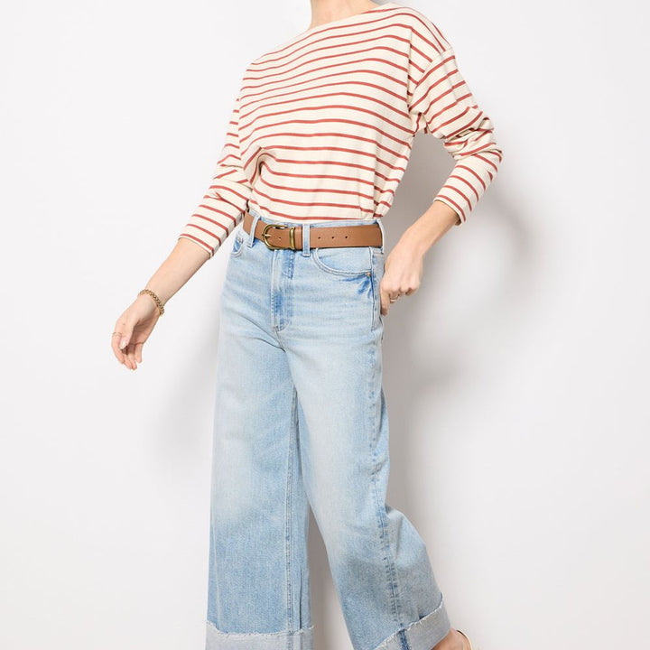 Sport Jersey Boatneck Top | Atlantic Clay Stripe