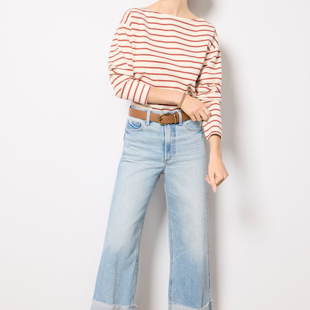 Sport Jersey Boatneck Top | Atlantic Clay Stripe