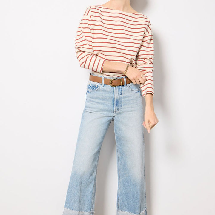 Sport Jersey Boatneck Top | Atlantic Clay Stripe