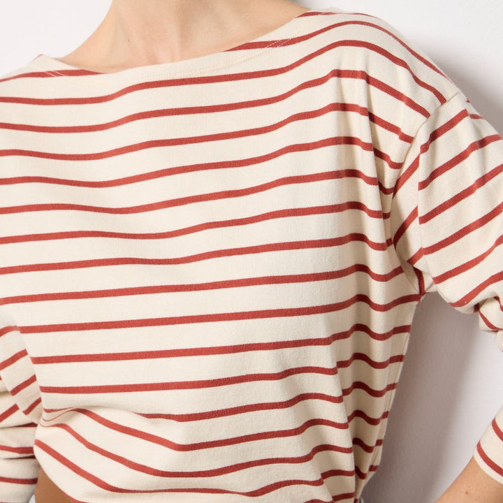 Sport Jersey Boatneck Top | Atlantic Clay Stripe