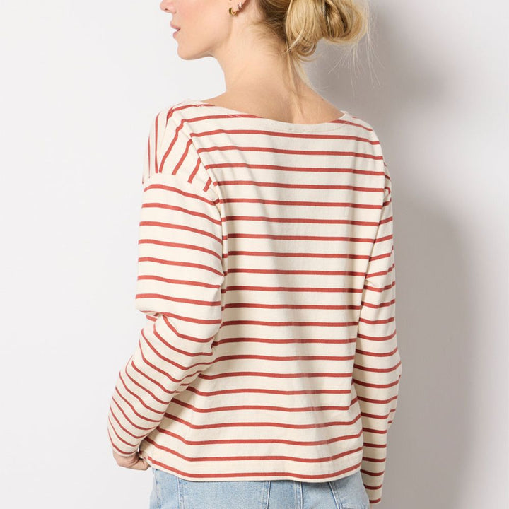 Sport Jersey Boatneck Top | Atlantic Clay Stripe