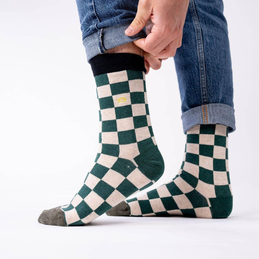 Checkered combed cotton socks - Tourist trophy