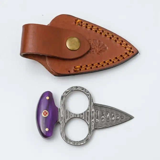 Damascus Push Dagger w/ Custom Resin Handle