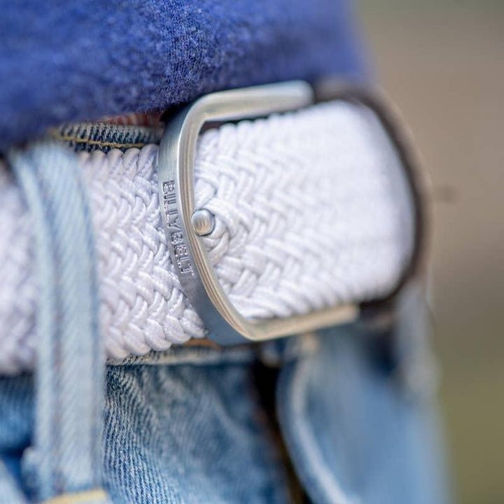 Coconut White Elastic Braided Belt