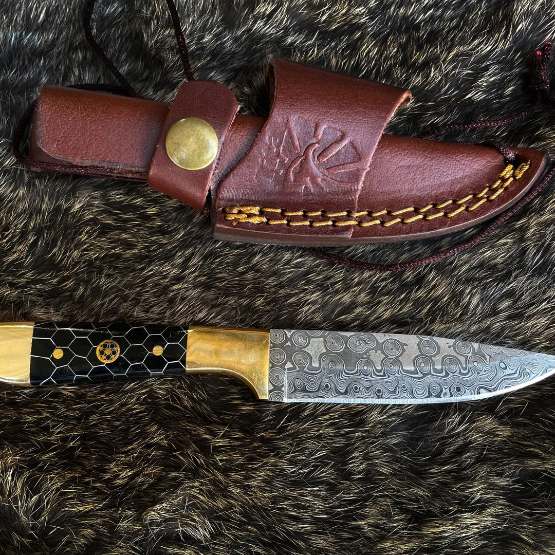 The Golden Serpent Damascus Hunting Knife