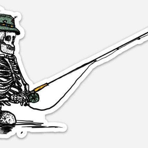 Skeleton Fly Fishing Vinyl Sticker