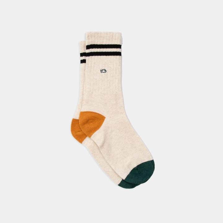 Retro combed cotton socks - Heather beige and black