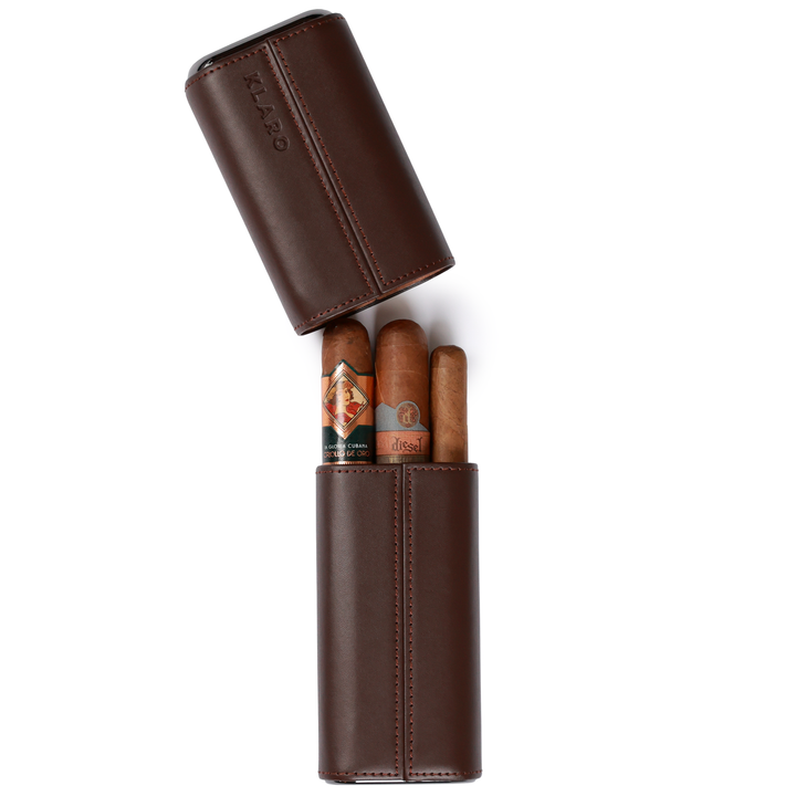 Premium 3 Cigar Travel Case | Cocoa Brown