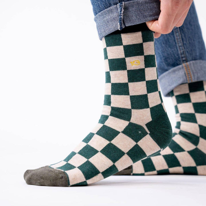 Checkered combed cotton socks - Tourist trophy