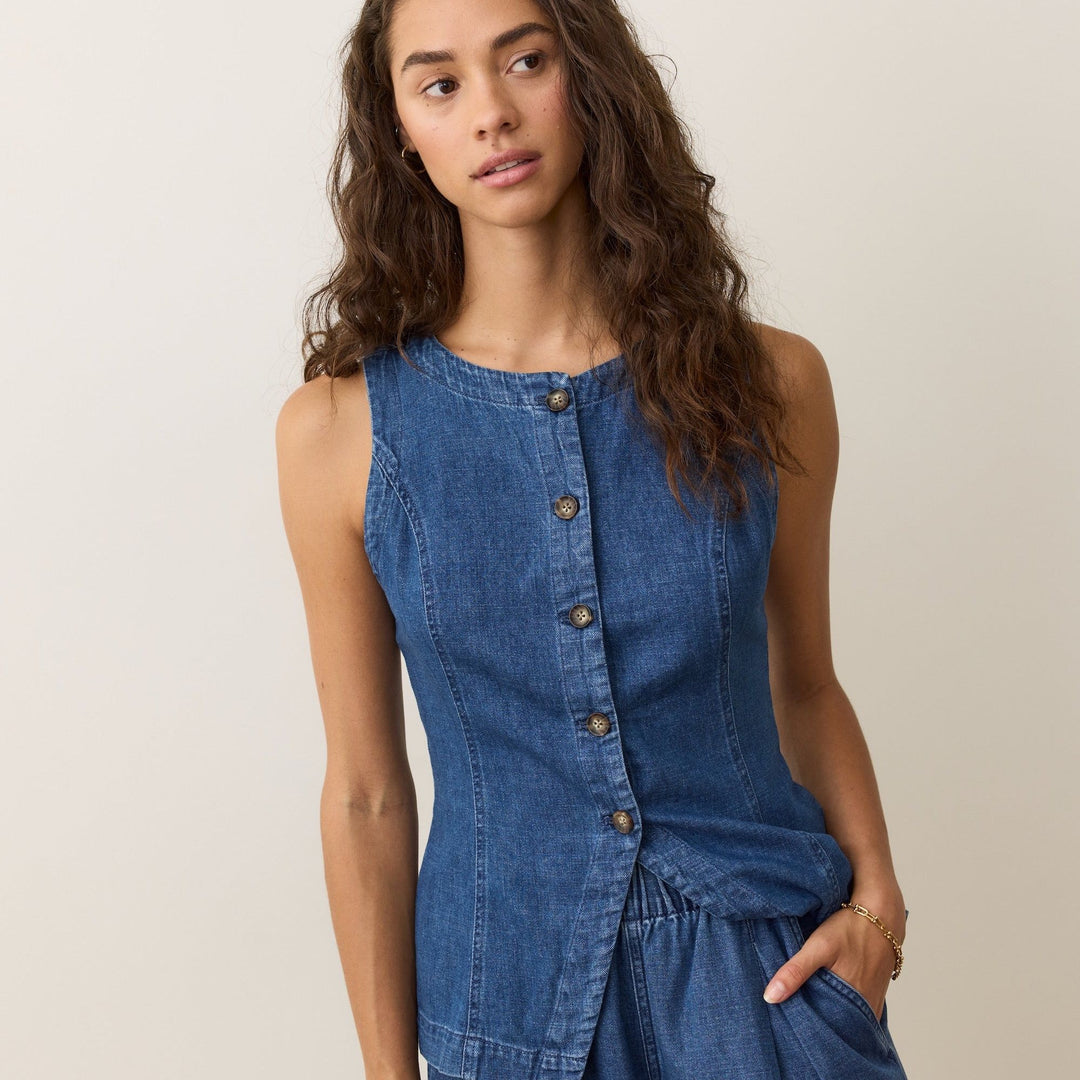 Charlie Longline Denim Vest