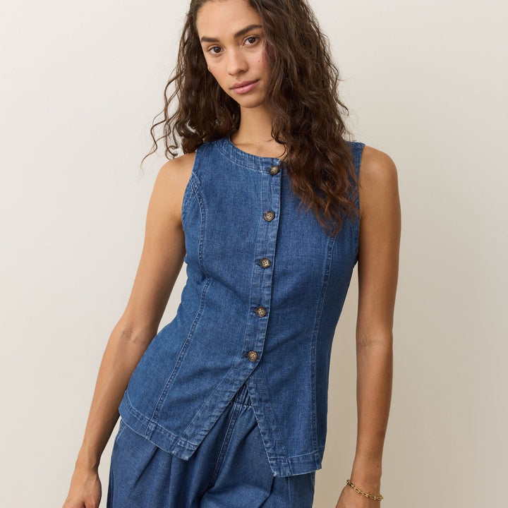 Charlie Longline Denim Vest
