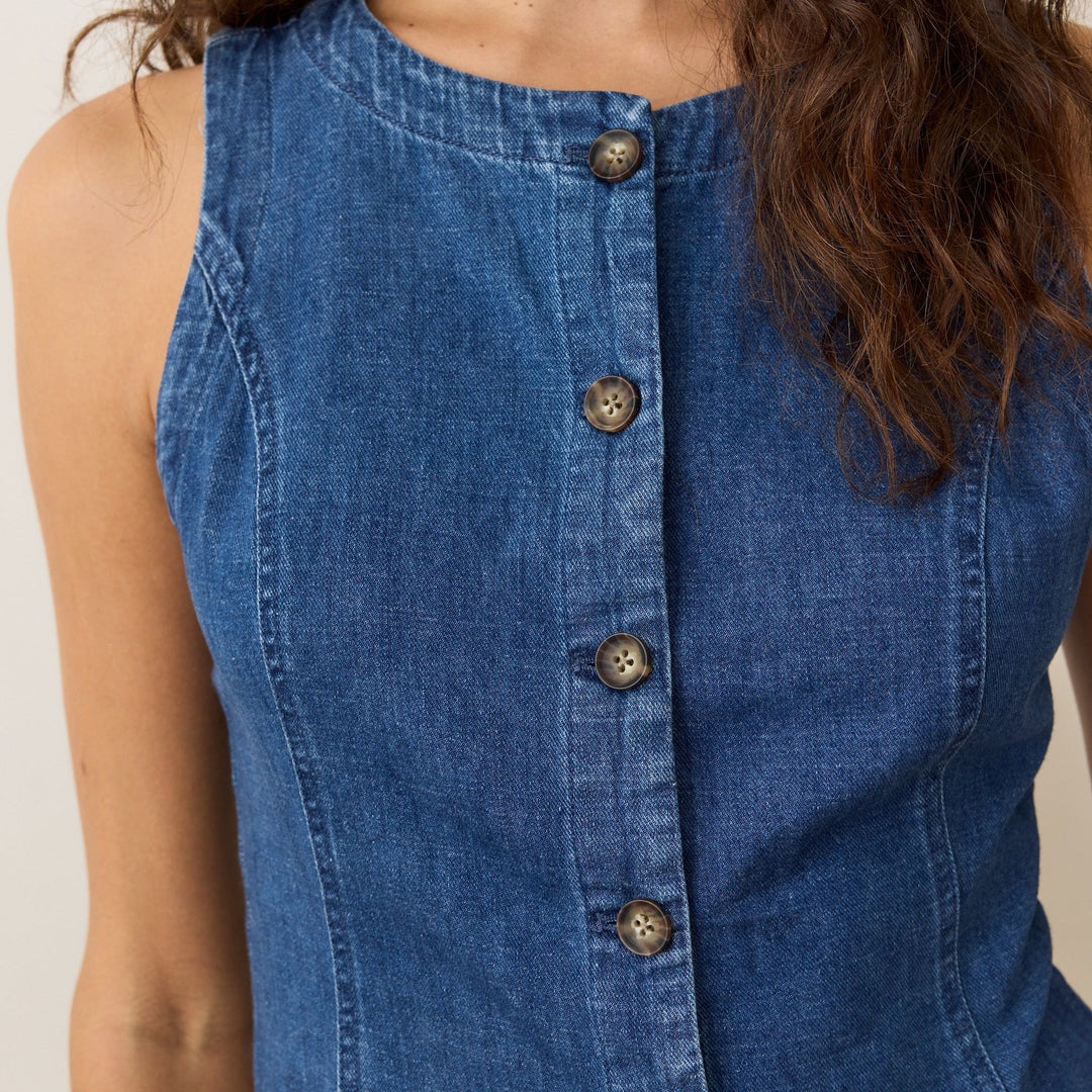 Charlie Longline Denim Vest