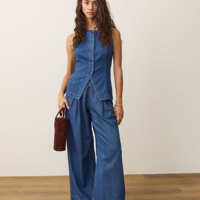 Charlie Longline Denim Vest