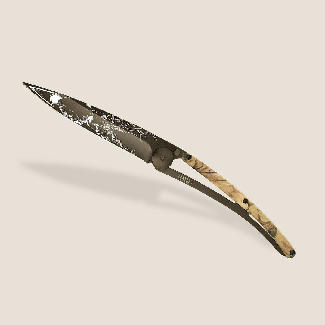 Brown Camo Folding Knife | Deer