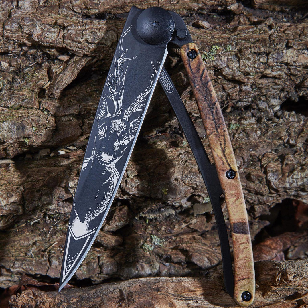 Brown Camo Folding Knife | Deer