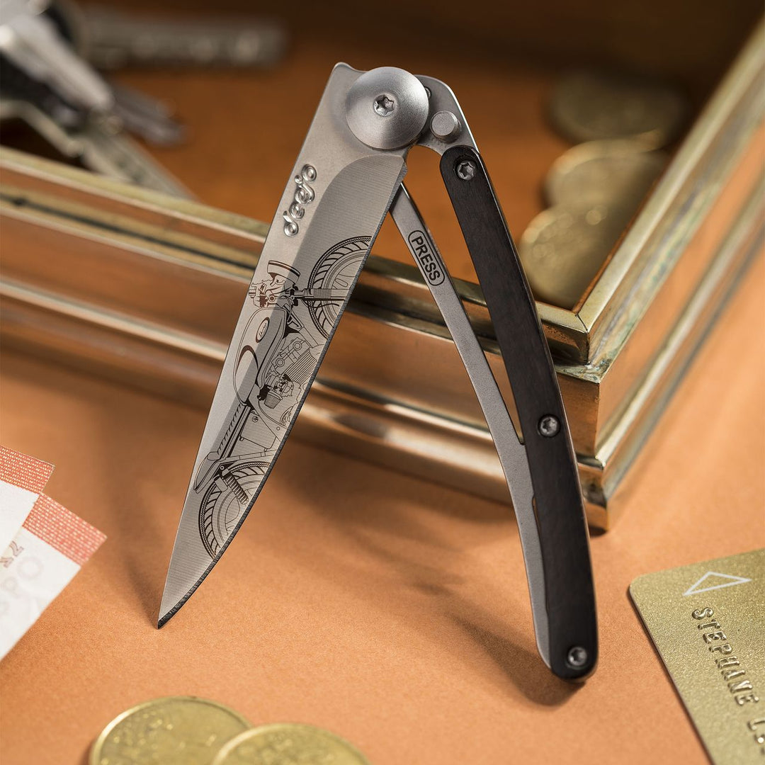 Ebony Wood Folding Knife | Café Racer