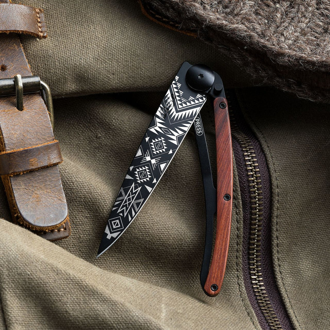 Coral Wood Folding Knife | Navajo Weave