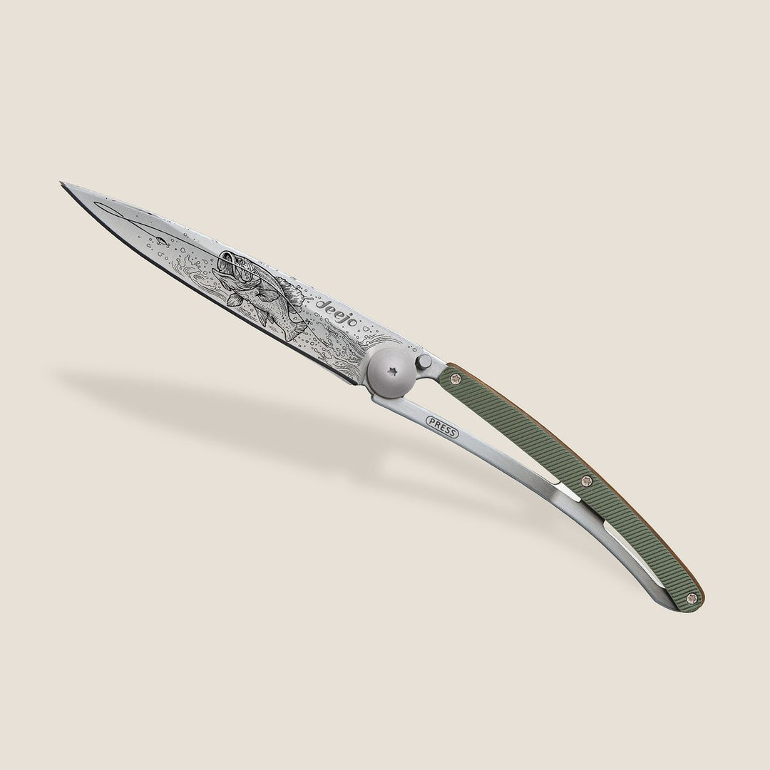 Green Khaki Aluminum Folding Knife | Bass Fishing