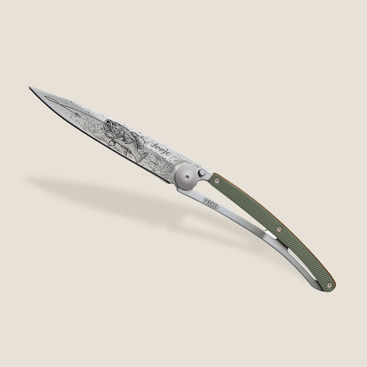 Green Khaki Aluminum Folding Knife | Bass Fishing