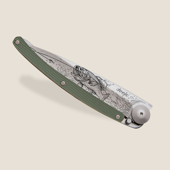 Green Khaki Aluminum Folding Knife | Bass Fishing